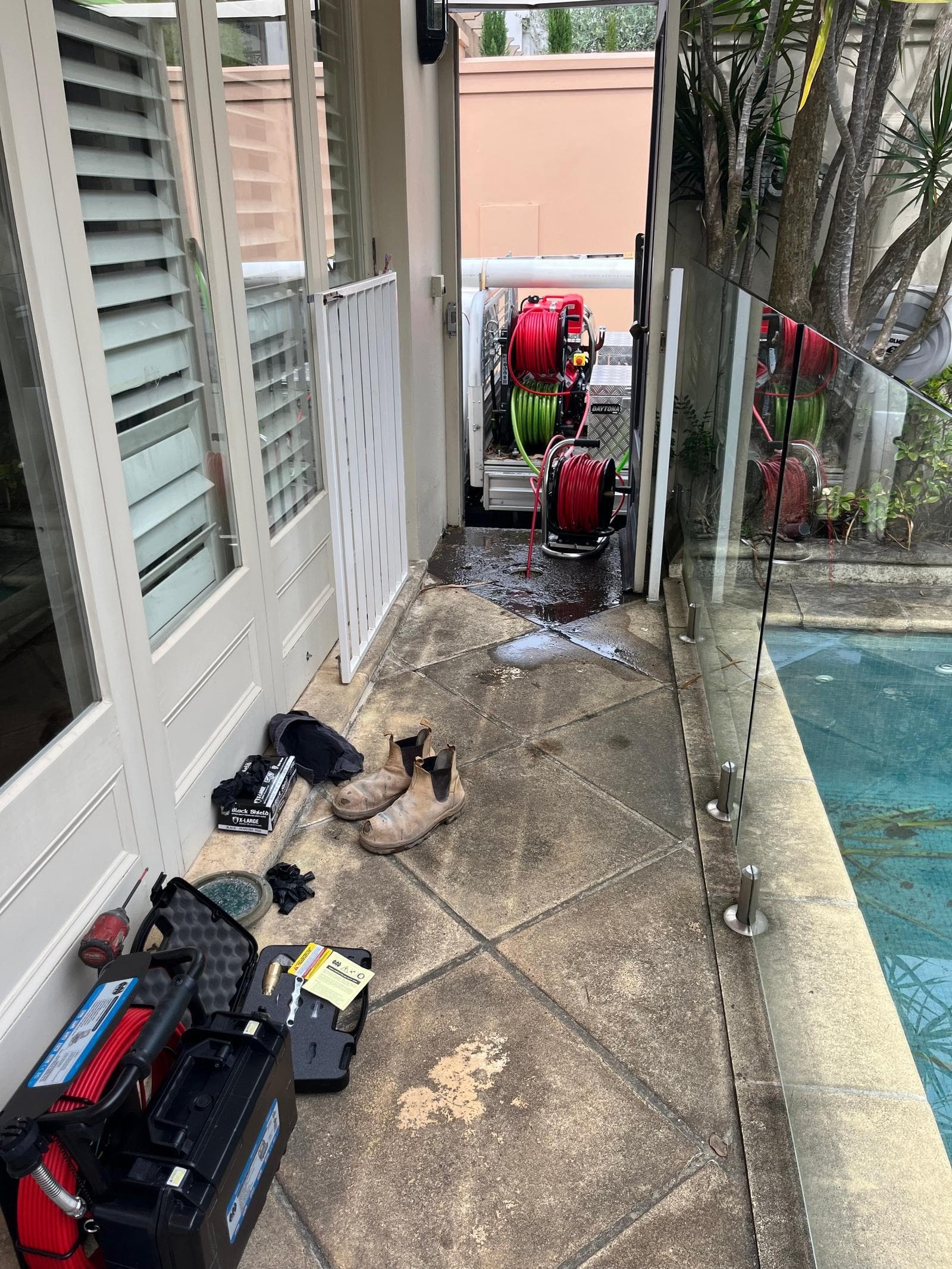 Daniel on a job clearing a drain at an Eastern Suburbs property